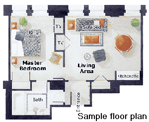 Boston Custom House sample floor plan of hotel suite